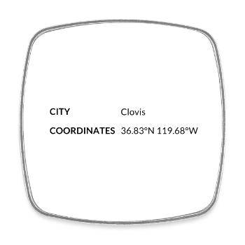 Les coordonnées de Clovis, Californie, États-Unis - Magnet carré - blanc - Devant