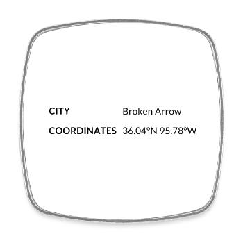 Broken Arrow Oklahoma USA Koordinaten - Viereckiger Kühlschrankmagnet - Weiß - Vorne
