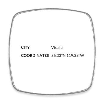 Visalia California USA coordinates - Square fridge magnet - white - Front