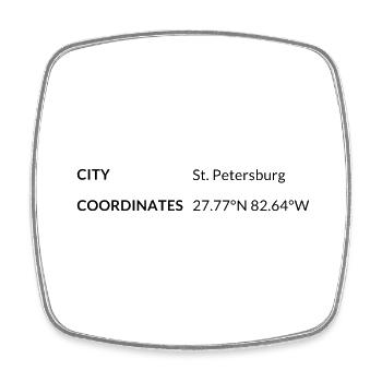 St. Petersburg, Florida, USA coordinates - Square fridge magnet - white - Front