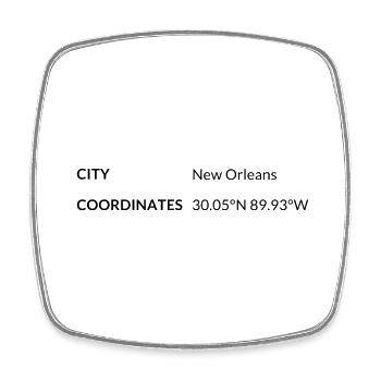 New Orleans Louisiana USA Koordinaten - Viereckiger Kühlschrankmagnet - Weiß - Vorne