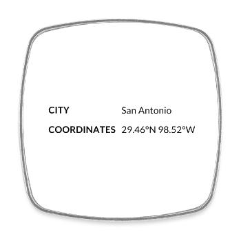 San Antonio, Texas, USA coordinates - Square fridge magnet - white - Front