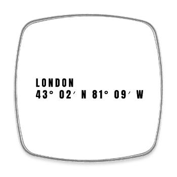 London Canada Coordinates - Square fridge magnet - white - Front