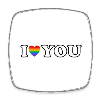 Ich liebe dich - schwules Paar - Regenbogenherz - Viereckiger Kühlschrankmagnet - Weiß - Vorne