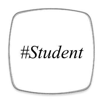 #Student Logo Noir - Magnet carré - blanc - Devant