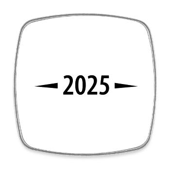 2025 - Viereckiger Kühlschrankmagnet - Weiß - Vorne