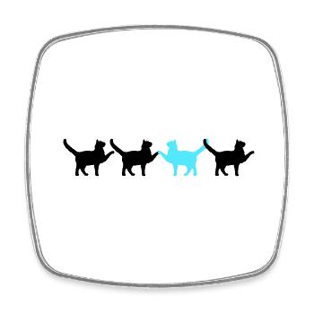 4 chats amis équipe quatre pattes mains bienvenue - Magnet carré - blanc - Devant