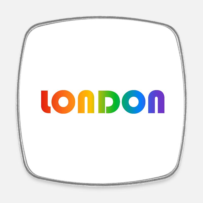 London Rainbow Text - Square fridge magnet - white