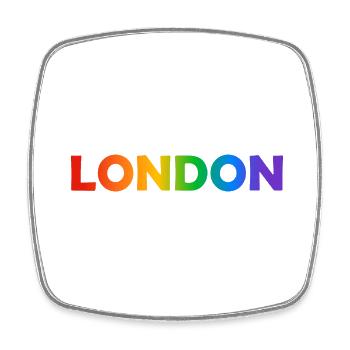 London queer LGBTQ Gay Pride Regenbogen Text - Viereckiger Kühlschrankmagnet - Weiß - Vorne