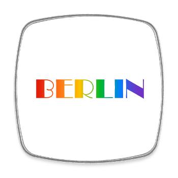 Berliner Regenbogen Text - Viereckiger Kühlschrankmagnet - Weiß - Vorne