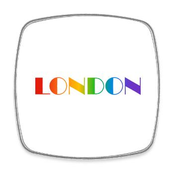 London rainbow text LGBTQ pride - Square fridge magnet - white - Front