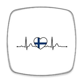 Finlande Heartline Heartbeat Scandinavie Vacances - Magnet carré - blanc - Devant