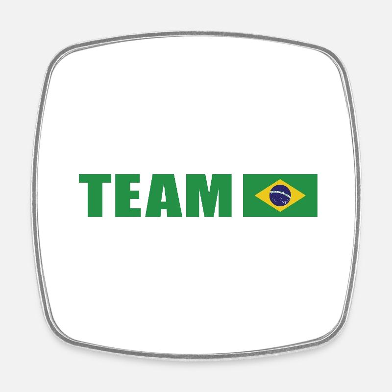 Support Team Brazil - Square fridge magnet - white