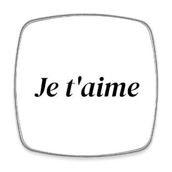 Typographie Je t’aime – French Love Art - Magnet carré - blanc - Devant