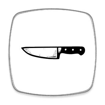 Couteau du chef - Magnet carré - blanc - Devant