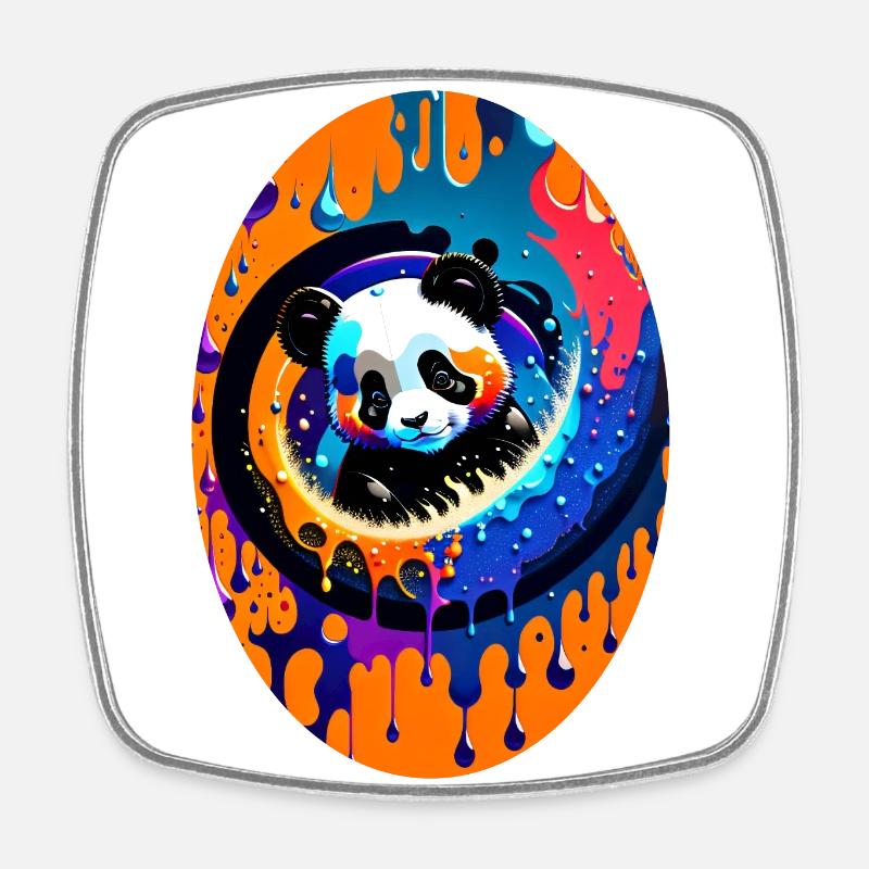 Buntes Kunst Potrait Panda 5 - Viereckiger Kühlschrankmagnet - Weiß