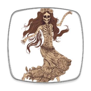 Cheerful 60s 70s Hippie Skeleton - Square fridge magnet - white - Front