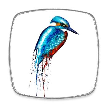 Aquarell Eisvogel - Viereckiger Kühlschrankmagnet - Weiß - Vorne