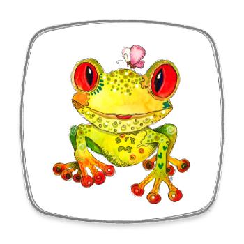 Fronk der Frosch - Viereckiger Kühlschrankmagnet - Weiß - Vorne