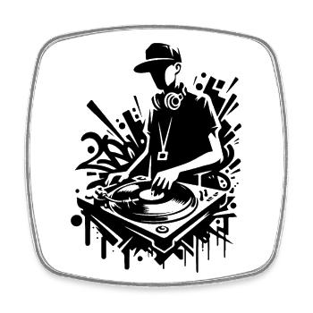 HiP HoP DJ with Graffiti - Square fridge magnet - white - Front