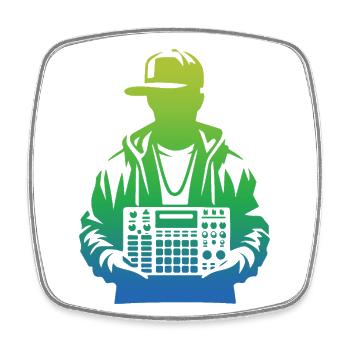 Beatmaker Holding Sampler (Vert) - Magnet carré - blanc - Devant