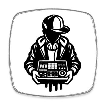 Beat Maker Holding Sampler - Magnet carré - blanc - Devant