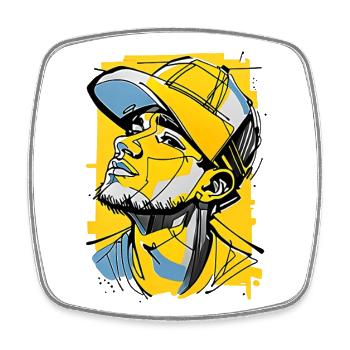 Stylish Hip Hop Character - Square fridge magnet - white - Front