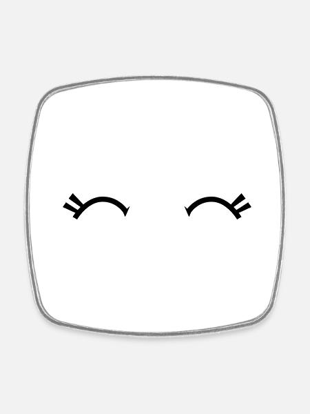 Jolis yeux joyeux de Kawaii avec des cils - Magnet carré - blanc