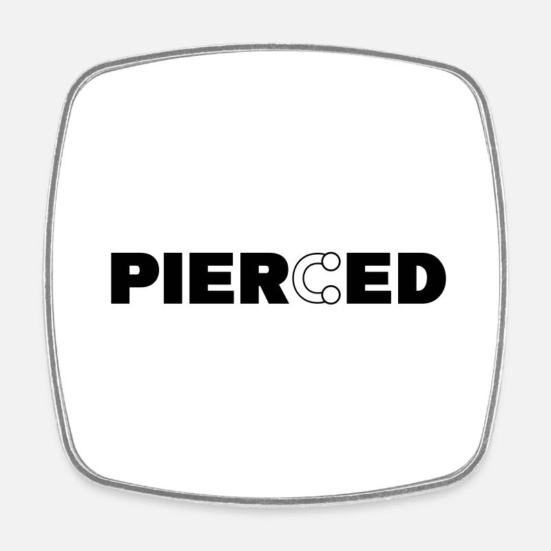pierced piercing ring piercer - Square fridge magnet - white