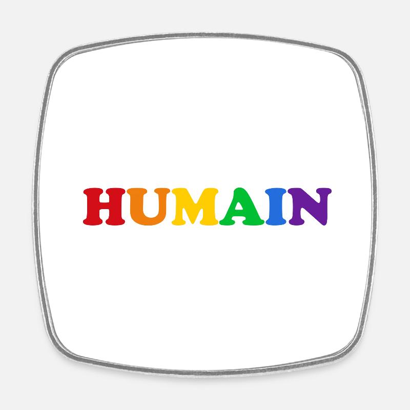 Humain - Drapeau LGBT - Magnet carré - blanc