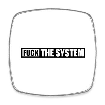 Logo fuck the system - Viereckiger Kühlschrankmagnet - Weiß - Vorne