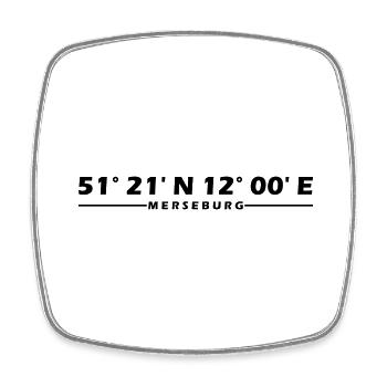Merseburg Koordinaten - Viereckiger Kühlschrankmagnet - Weiß - Vorne