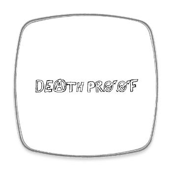 Death Proof Inschrift Schwarzes Grafikdesign - Viereckiger Kühlschrankmagnet - Weiß - Vorne