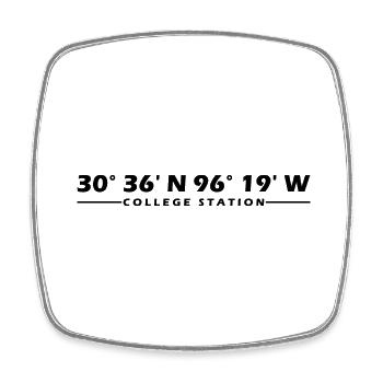 College Station Coordinates - Square fridge magnet - white - Front