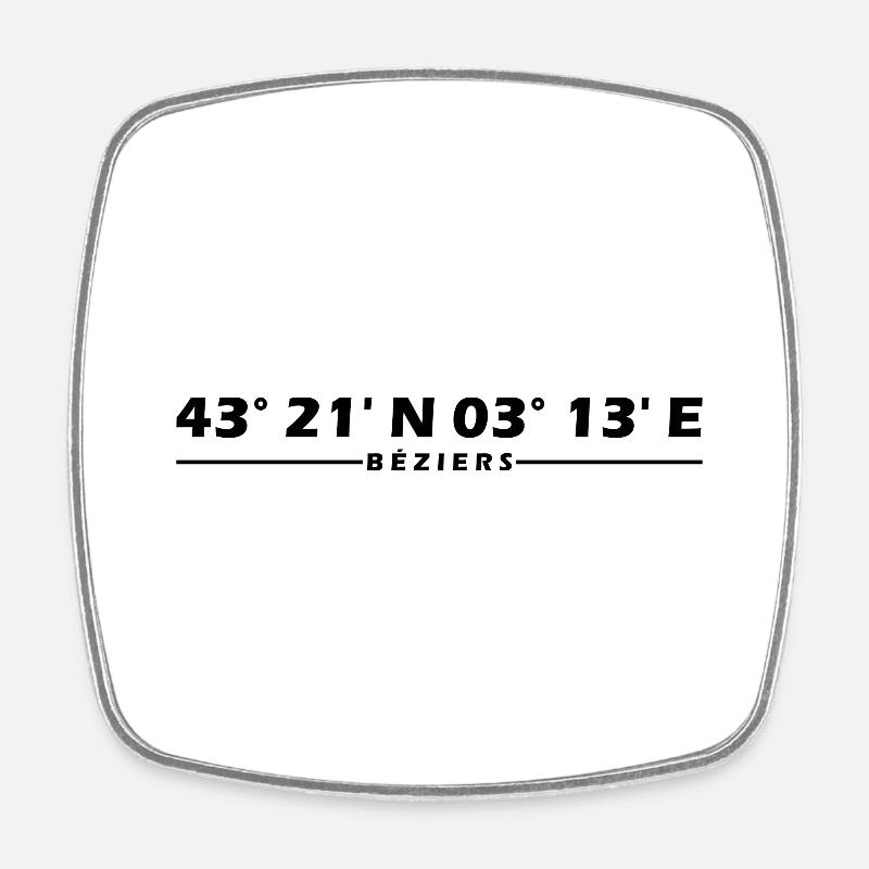 Coordonnées de Béziers - Magnet carré - blanc