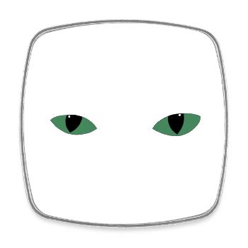 Mysterious cat eyes - dark green - Square fridge magnet - white - Front