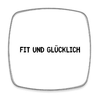 Fit und Glücklich - Viereckiger Kühlschrankmagnet - Weiß - Vorne