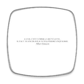 Citation "La vie c'est comme une bicyclette ..." - Magnet carré - blanc - Devant