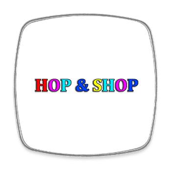 Hop and Shop - Square fridge magnet - white - Front