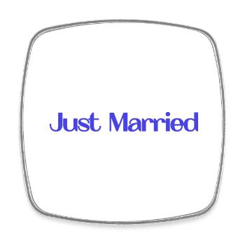 JUST MARRIED. EVJF. LOVE. SAINT VALENTIN. COUPLE. - Magnet carré - blanc - Devant