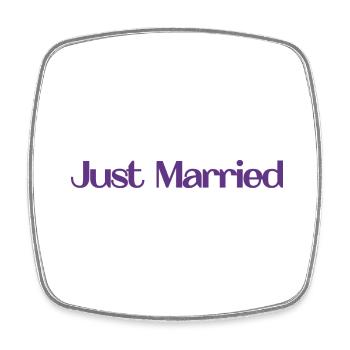 JUST MARRIED. EVJF. LOVE. SAINT VALENTIN. COUPLE. - Magnet carré - blanc - Devant