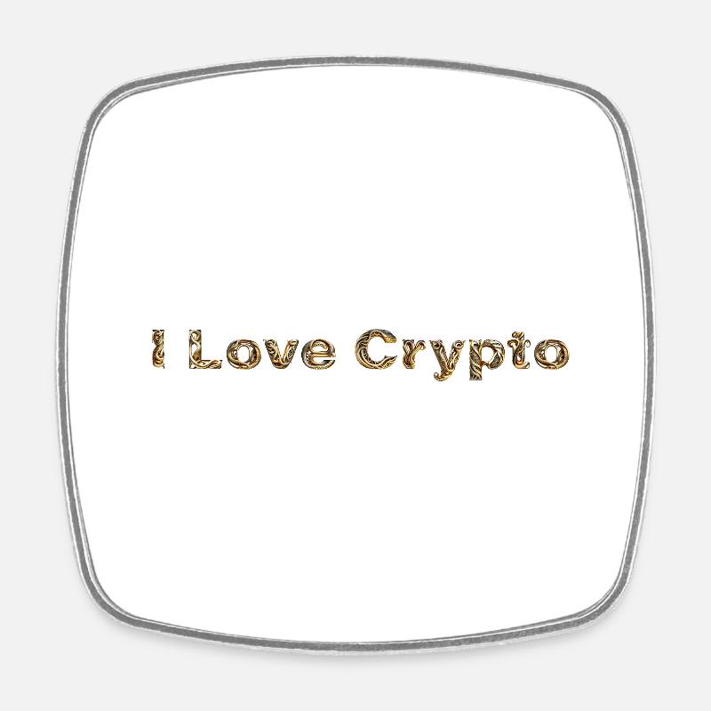 I Love Crypto Gold Frontprint - Square fridge magnet - white