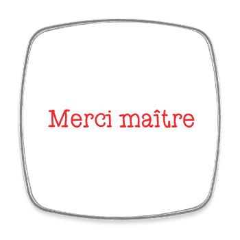 MERCI. ANNIVERSAIRE. NAISSANCE. RETRAITE. MERCI - Magnet carré - blanc - Devant