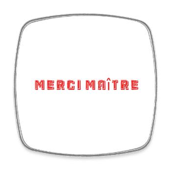 MERCI. ANNIVERSAIRE. NAISSANCE. RETRAITE. MERCI - Magnet carré - blanc - Devant