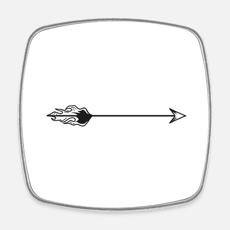 Flèche dessinée avec du feu - Magnet carré - blanc