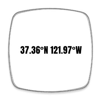 Santa Clara California USA Coordinates - Square fridge magnet - white - Front