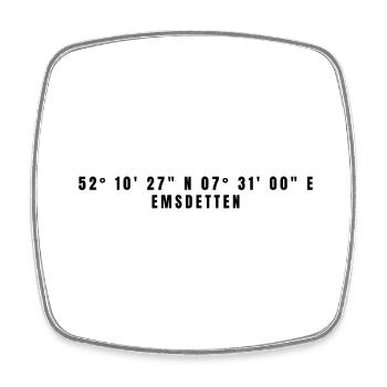 Emsdetten, North Rhine-Westphalia Coordinates - Square fridge magnet - white - Front