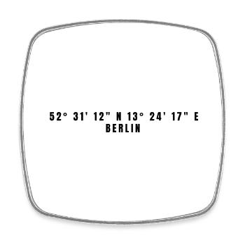 Berlin Berlin Coordinates - Square fridge magnet - white - Front