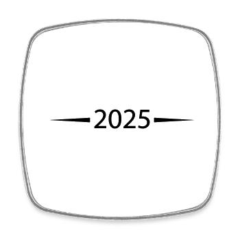2025 - Viereckiger Kühlschrankmagnet - Weiß - Vorne