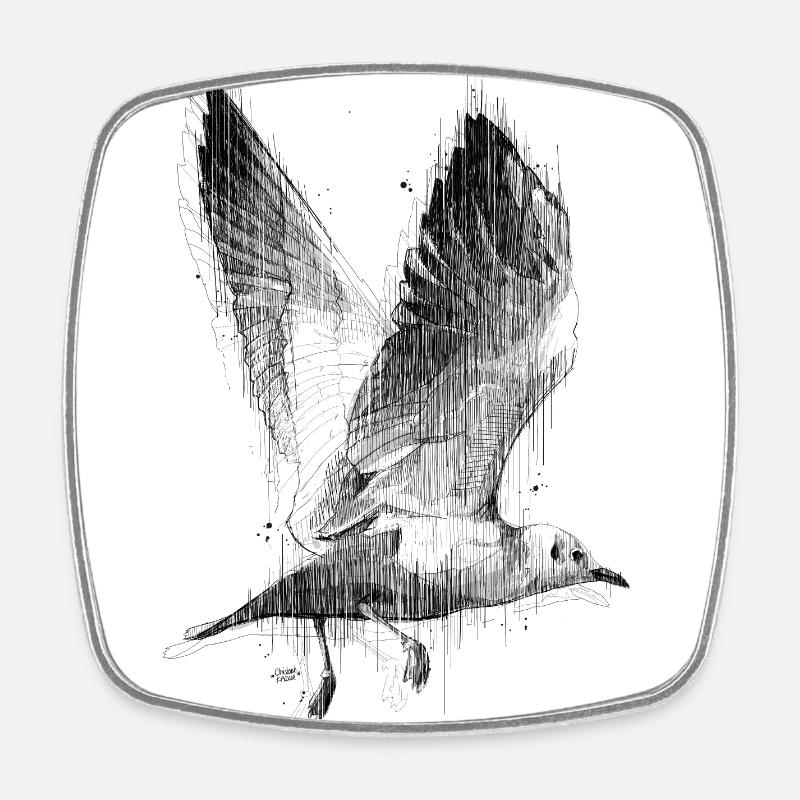 Möwe im Aufbruch - Viereckiger Kühlschrankmagnet - Weiß